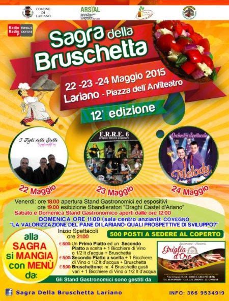 sagra della bruschetta lariano|A Lariano torna la Sagra della bruschetta